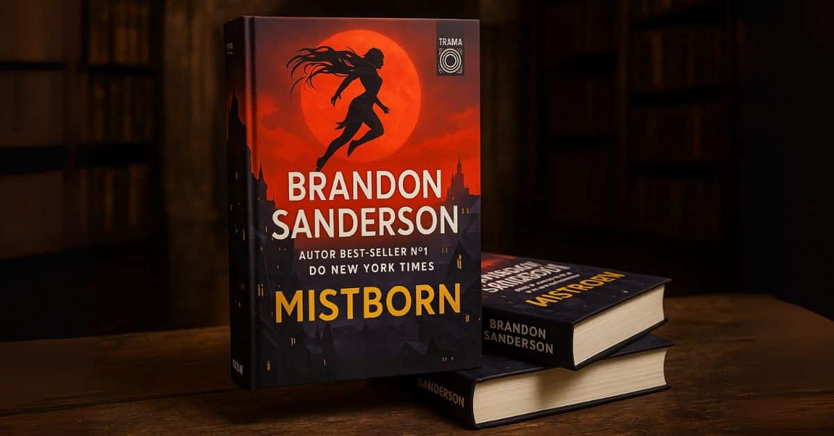 livros de mistborn sobre uma mesa